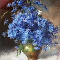 Васильки. Мастер-класс пастели