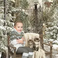 Коллаж - На скамейке зимой