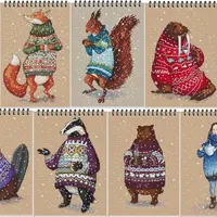 Звери в свитерах. Набор схем для вышивки крестом