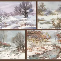 Снежный пейзаж. Деревья поздней осени