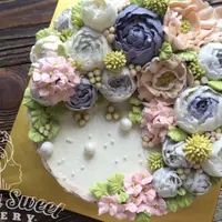 Пионы. Оформление торта в малазийской технике