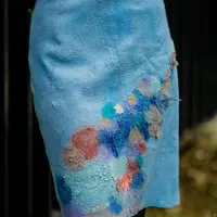 Валяная прямая юбка на подкладе с поясом