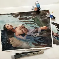 Человек акварелью