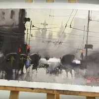 Акварель. Дождливый город
