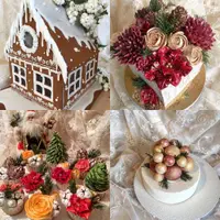 Рождественский домик, Зимний букет, Новогодняя гирлянда, Новогодняя фантазия