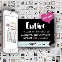 BUNDLE- Instagram Templates-266 in 1