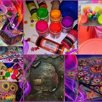 Флуоресцентные краски в декупаже