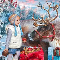 Коллаж с оленем зимний