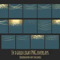 Набор золотых наложений, конфетти, пыли и геометрических узоров