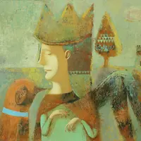 Многослойная техника живописи акрилом на холсте с процарапыванием. Вариант №2