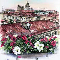 Городские зарисовки маркерами