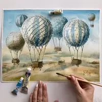 Воздушные шары акварелью