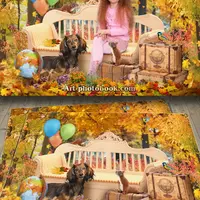 Детский осенний коллаж для фото - Осенняя скамейка