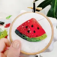 Брошь гладью Сочный Арбуз