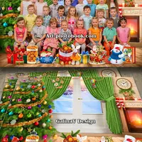 Групповой коллаж для детского сада - Новогодний камин