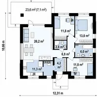 Проект одноэтажного дома в классическом стиле Z273