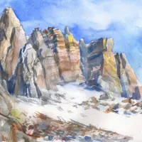 Рисуем камни и скалы акварелью, используя приемы китайской живописи гунби