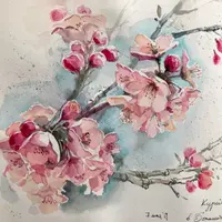 Цветущая веточка яблони