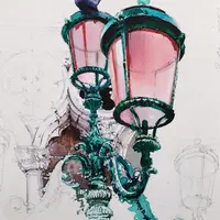 Акварельные зарисовки фонарей