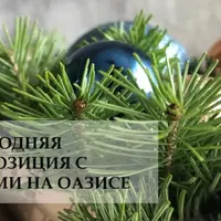 Новогодняя композиция с шарами на оазисе