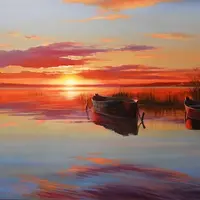 Пейзажи: Закат на озере Плещеево. Русский мир. Пейзаж с храмом