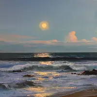 Туман, Осень с зонтиком, Луна над морем