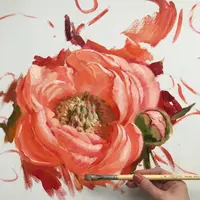 Коралловые пионы маслом