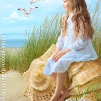 Летний морской фотошаблон в PSD "Дюны ракушка"