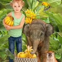 Детский летний фотошаблон Слоненок и бананы