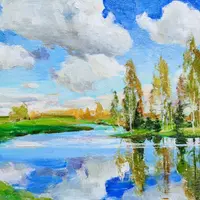 Летние облака маслом