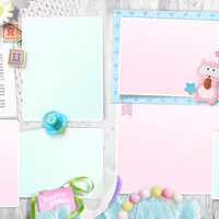 Шаблон фотокниги Flat-lay для девочки. От рождения до годика