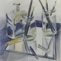 Стекло цветными карандашами