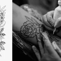 Ботанические тату в стиле пуантилизм