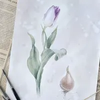 Акварельный мастер-класс "Ретро Тюльпан"