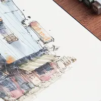 Выразительные архитектурные зарисовки цветными маркерами