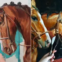 Голова лошади маслом