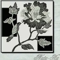 Дизайн машинной вышивки «Черно-белое» с элементами аппликации