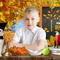 Фотошаблон "Золотая осень. Кот ученый"