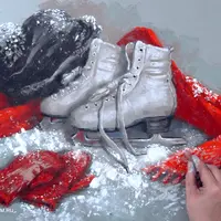 Зимний натюрморт пастелью: фигурные коньки