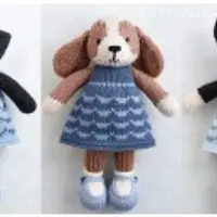 Вязаная спицами собака Dog in a dress