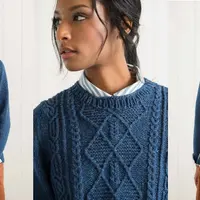 Пуловер с ромбами из кос Follins Pond