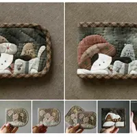 Складной кошелек Тедди в технике японского пэчворка