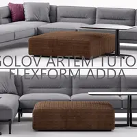 Sofa modeling Flexform Adda в 3d max и marvelous designer