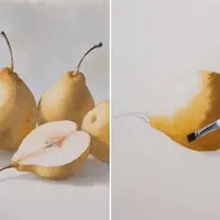 Груши акварелью