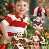 Новогодний фотошаблон в PSD - 2025 Дед Мороз на парашюте