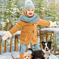 Зимний фотошаблон 2025: щенки