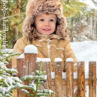 Зимний фотошаблон 2025 за забором зима