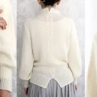 Тонкий свитер с пышными рукавами спицами Ito-yuu