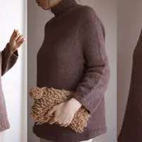 Свободный свитер с воротником спицами сверху Tina