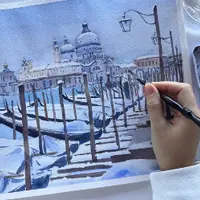 Акварель: Заснеженные города и Европейский пейзаж